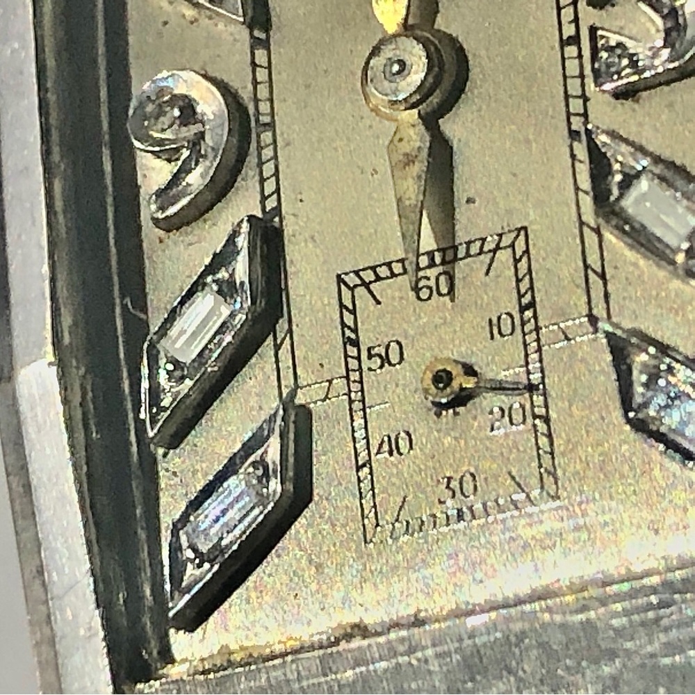 HAMILTON 1940’s 14k Art Deco Diamond Rectangular Tuxedo Watch White Gold - Picture 11 of 16